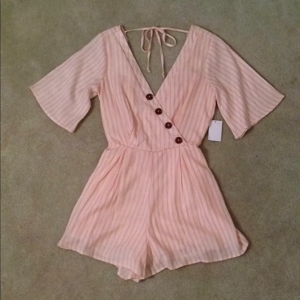 NWT Pink Striped Romper